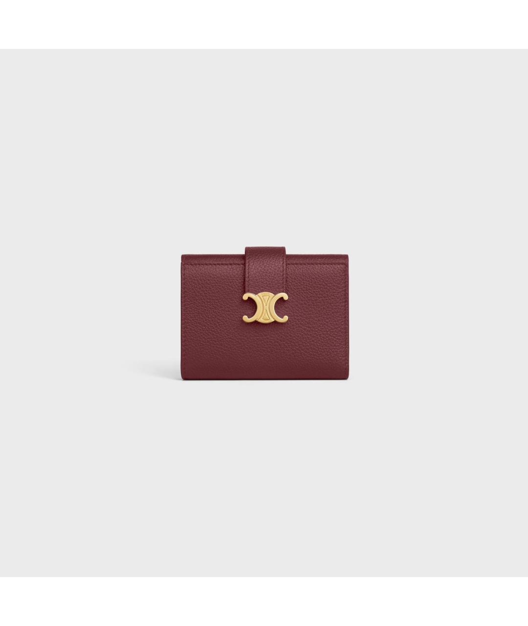 CELINE Бордовый кожаный кошелек, фото 6