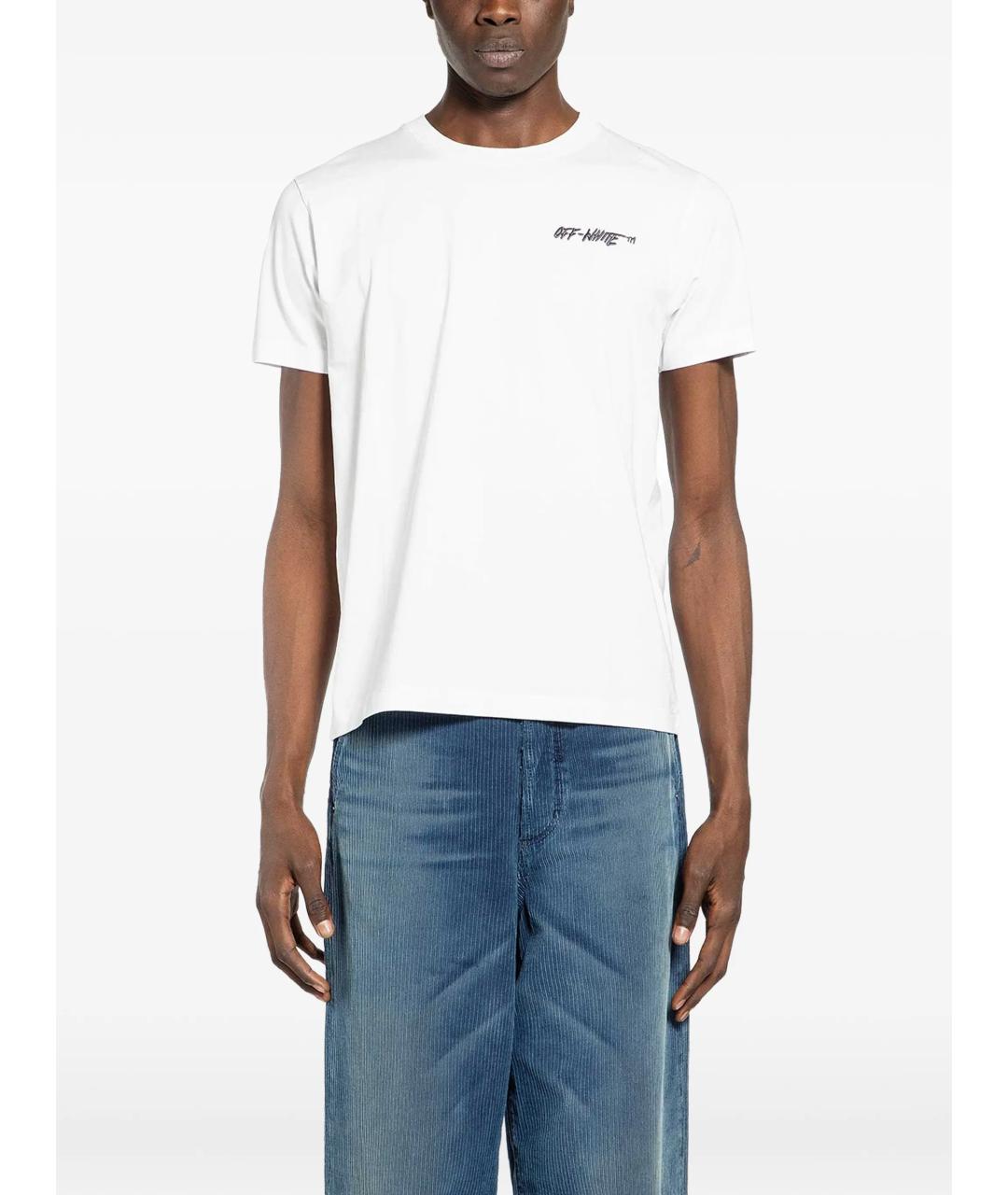 OFF-WHITE Белая хлопковая футболка, фото 3