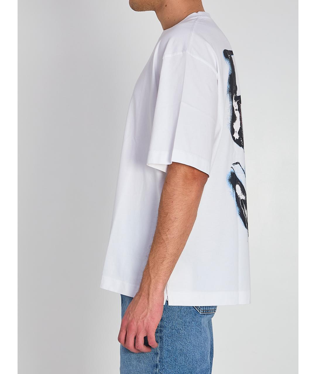 OFF-WHITE Белая хлопковая футболка, фото 3