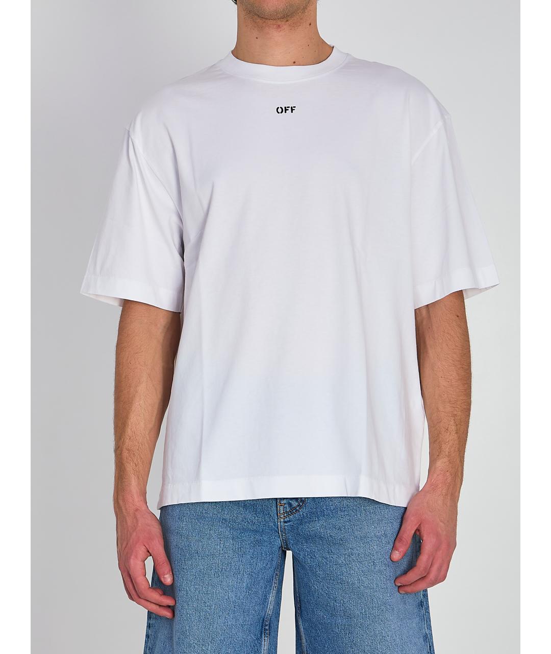 OFF-WHITE Белая хлопковая футболка, фото 5