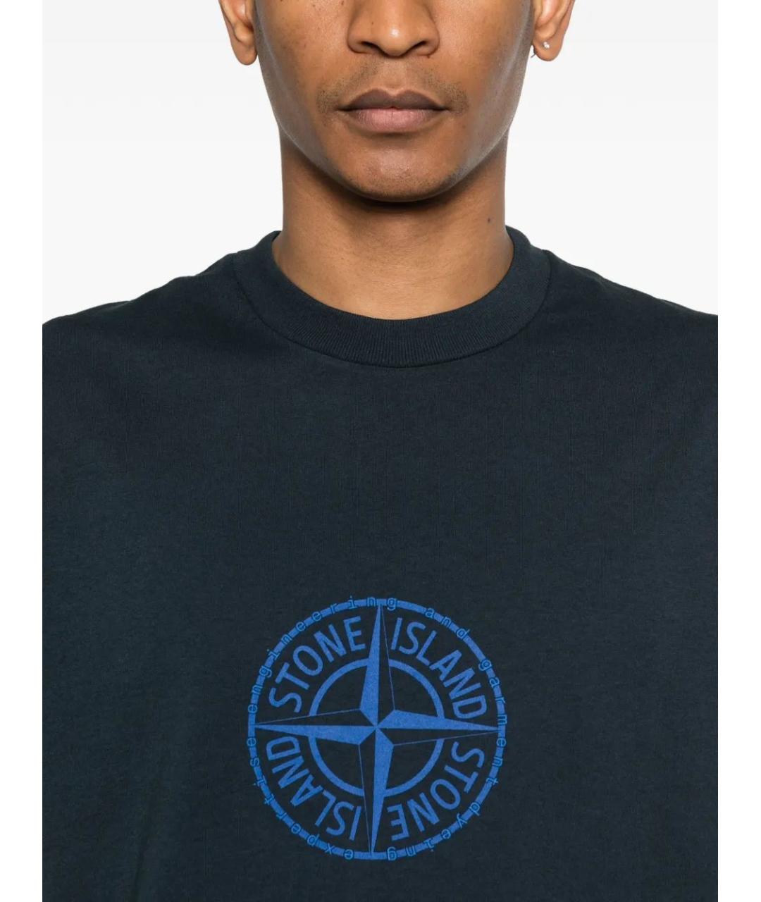 STONE ISLAND Синяя хлопковая футболка, фото 5