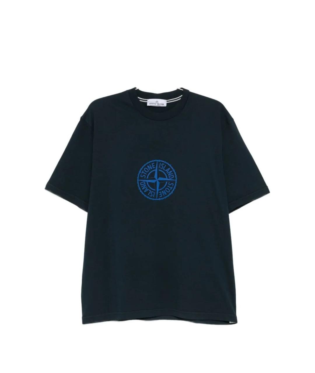 STONE ISLAND Синяя хлопковая футболка, фото 1