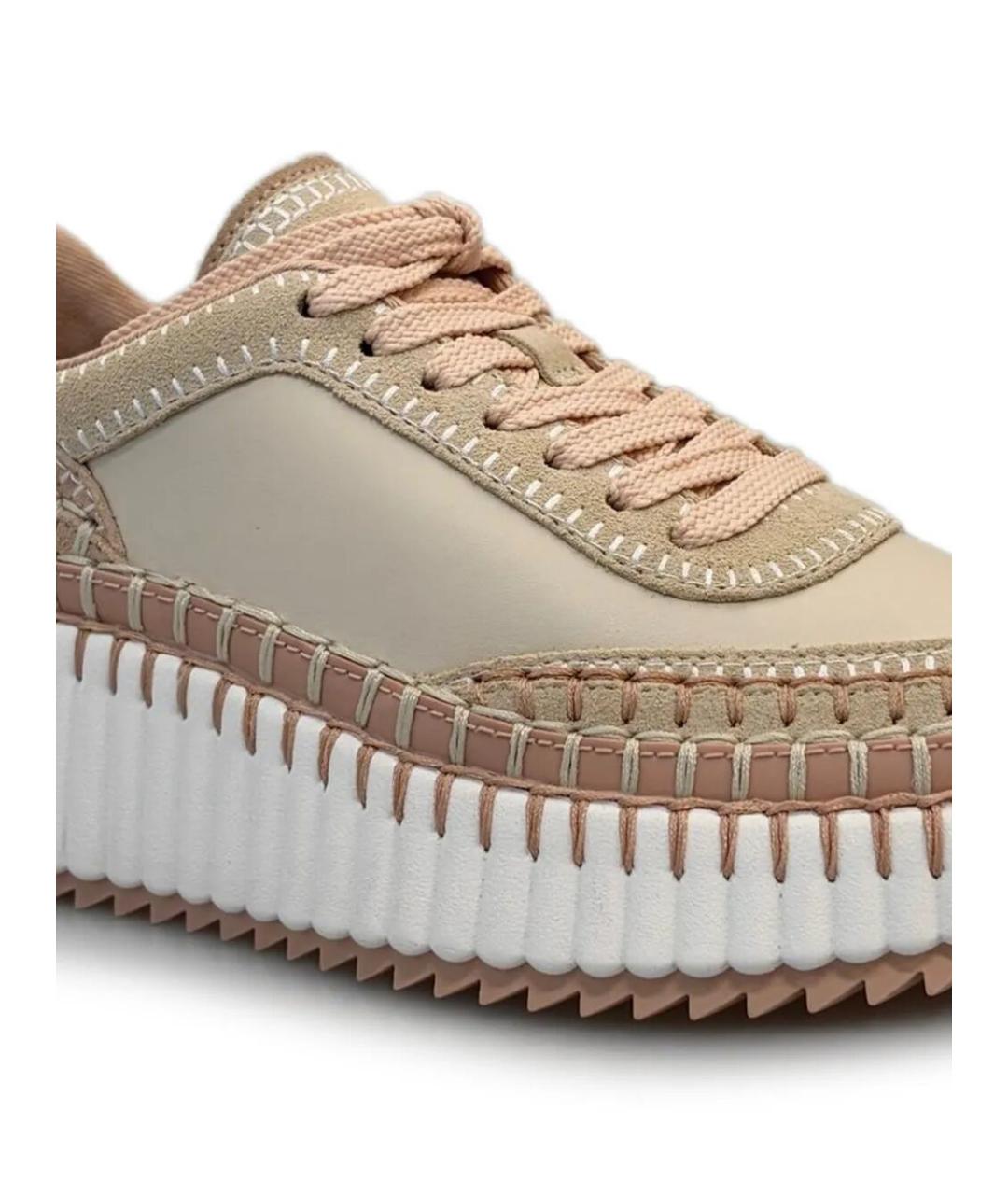 CHLOE Бежевые кожаные кроссовки, фото 2