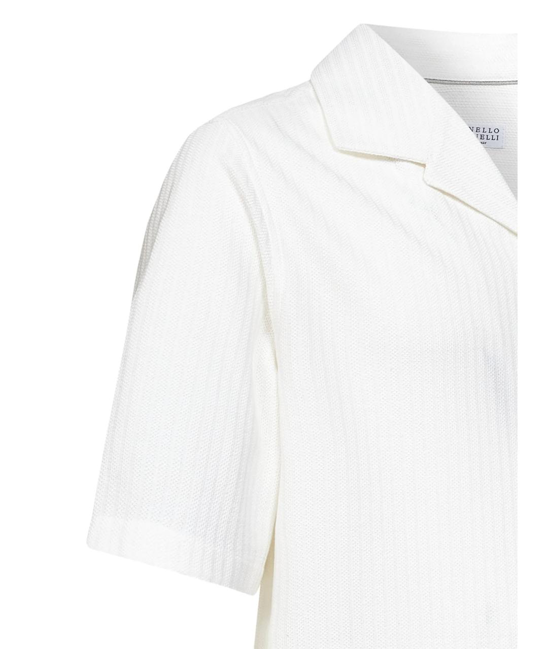 BRUNELLO CUCINELLI Белая хлопко-шелковая кэжуал рубашка, фото 3