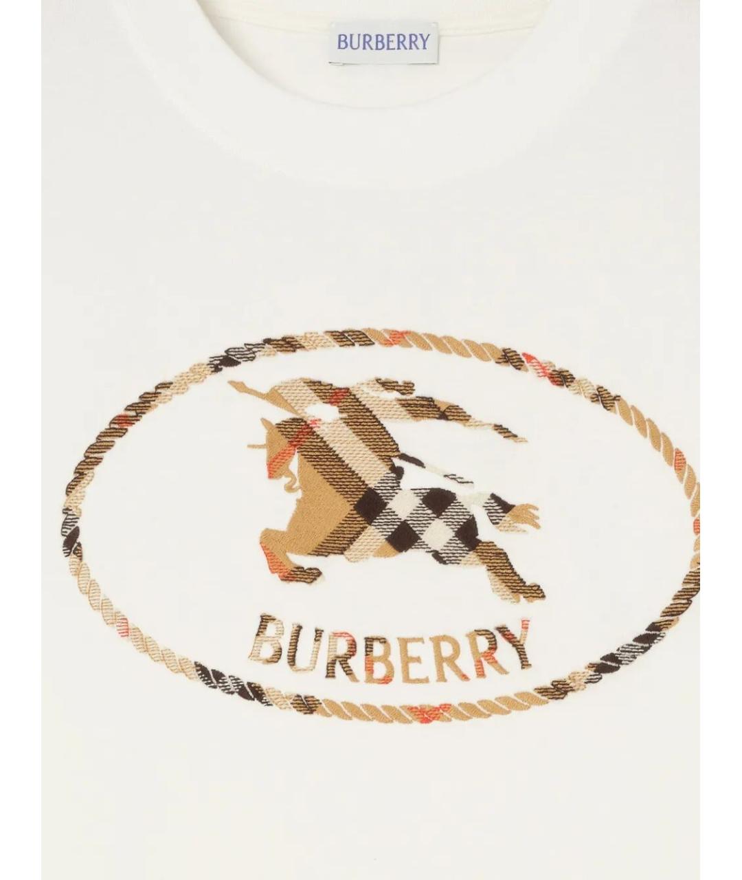 BURBERRY Белая хлопковая футболка, фото 3