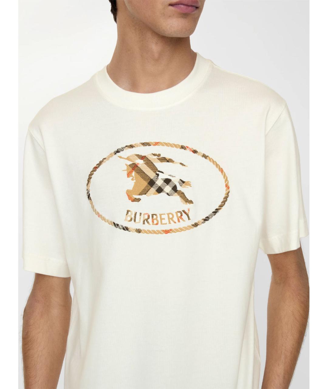 BURBERRY Белая хлопковая футболка, фото 2