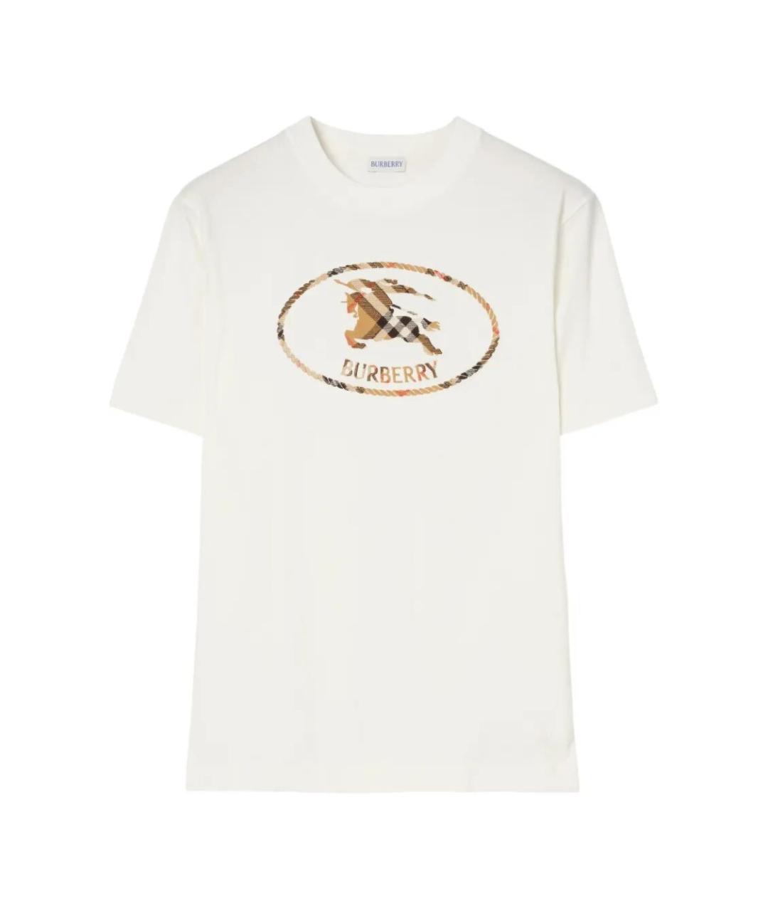 BURBERRY Белая хлопковая футболка, фото 1