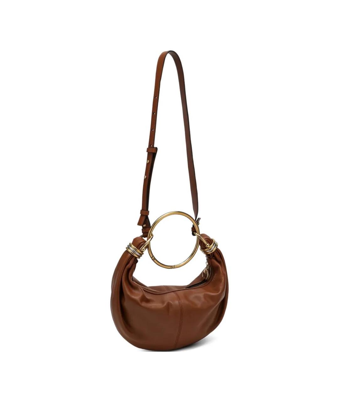 CHLOE Коричневая кожаная сумка с короткими ручками, фото 5