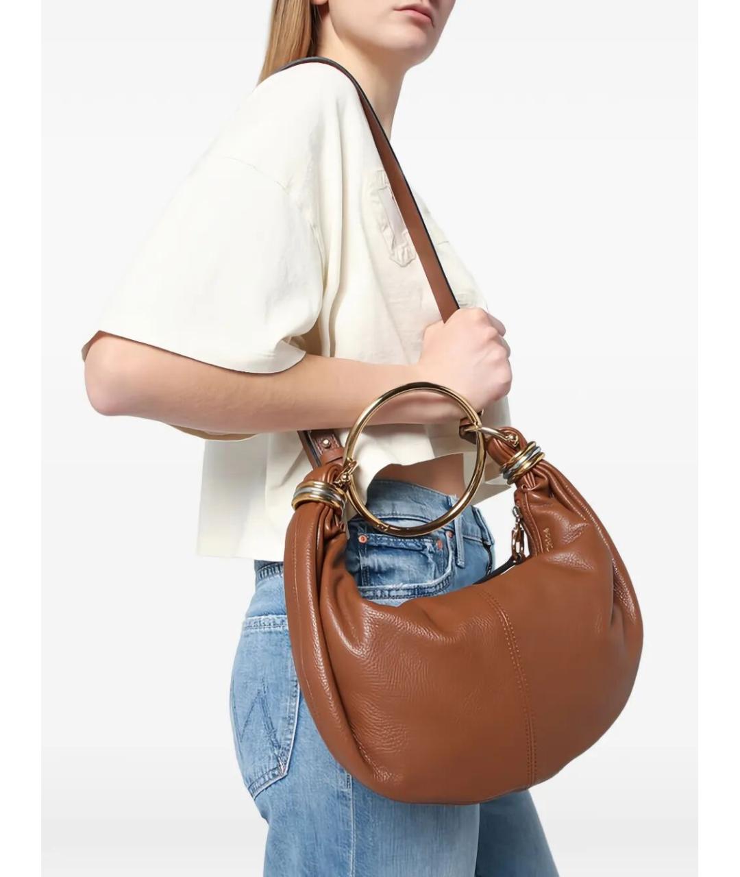 CHLOE Коричневая кожаная сумка с короткими ручками, фото 2