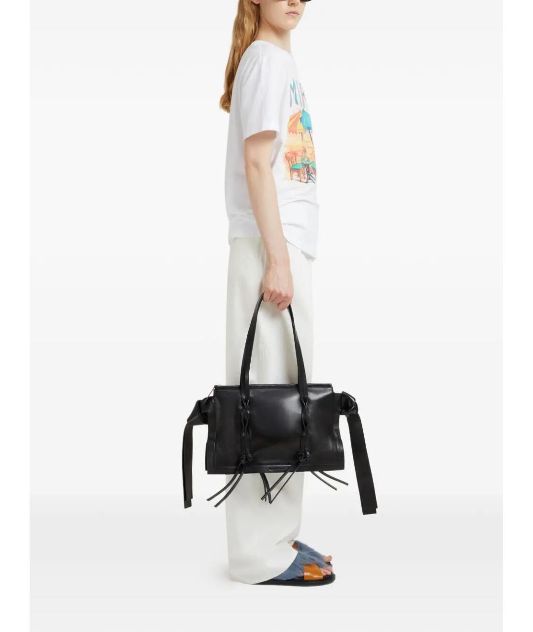 MARNI Черная кожаная сумка тоут, фото 2