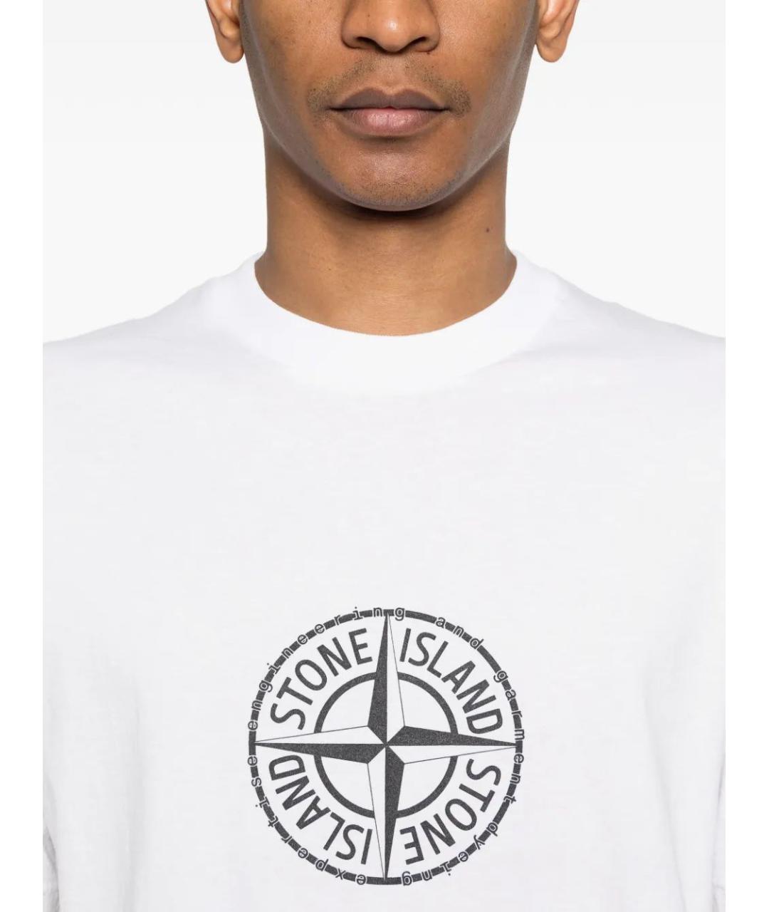 STONE ISLAND Белая хлопковая футболка, фото 5
