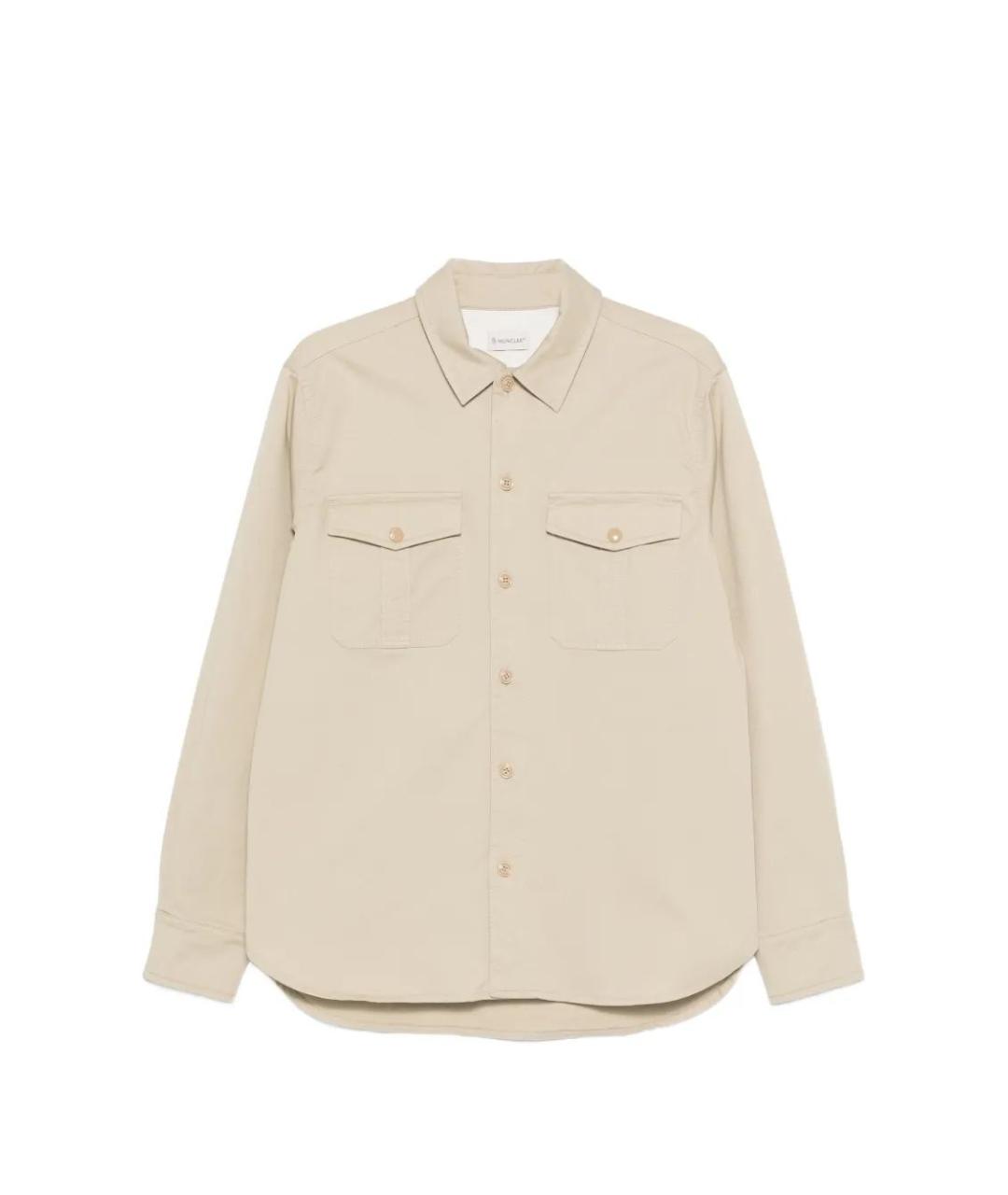 MONCLER Бежевая хлопковая кэжуал рубашка, фото 1