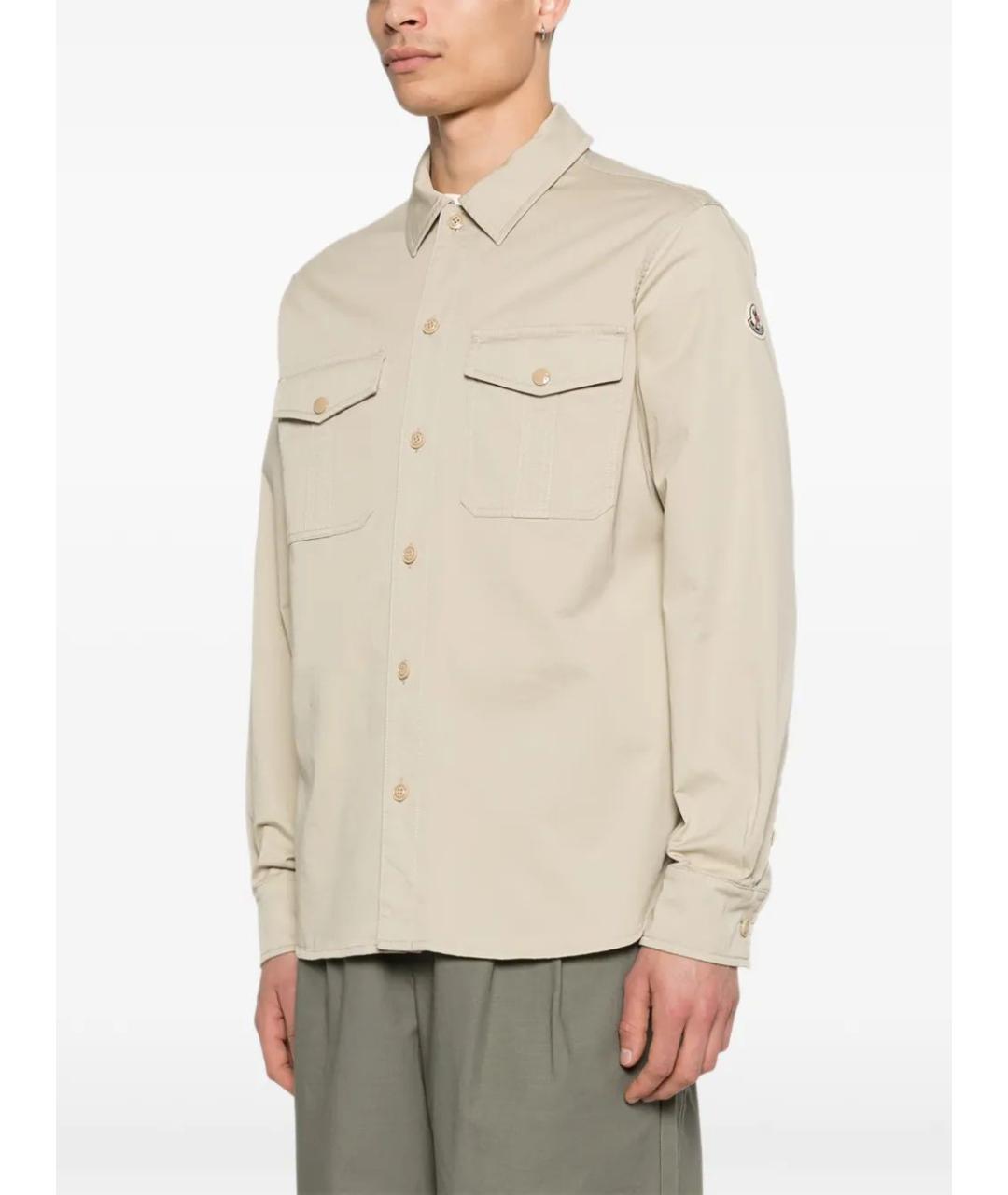 MONCLER Бежевая хлопковая кэжуал рубашка, фото 3
