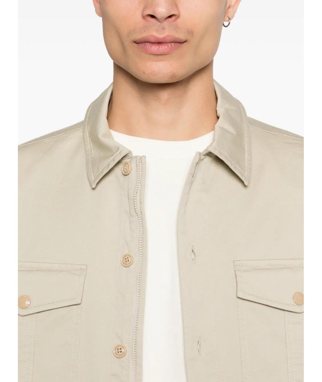 MONCLER Бежевая хлопковая кэжуал рубашка, фото 5