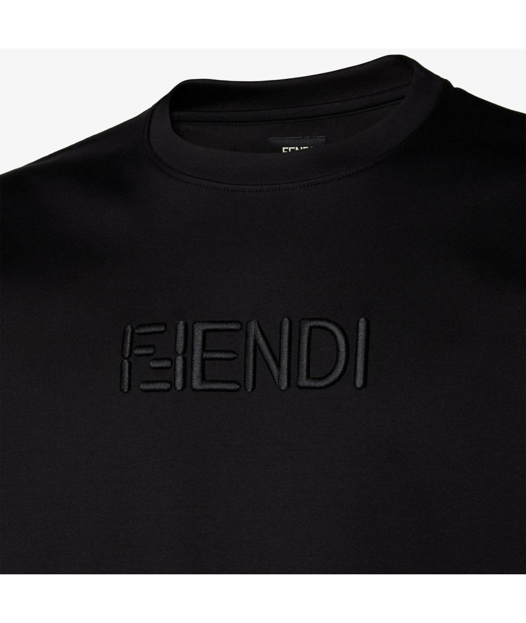 FENDI Черная хлопковая футболка, фото 3