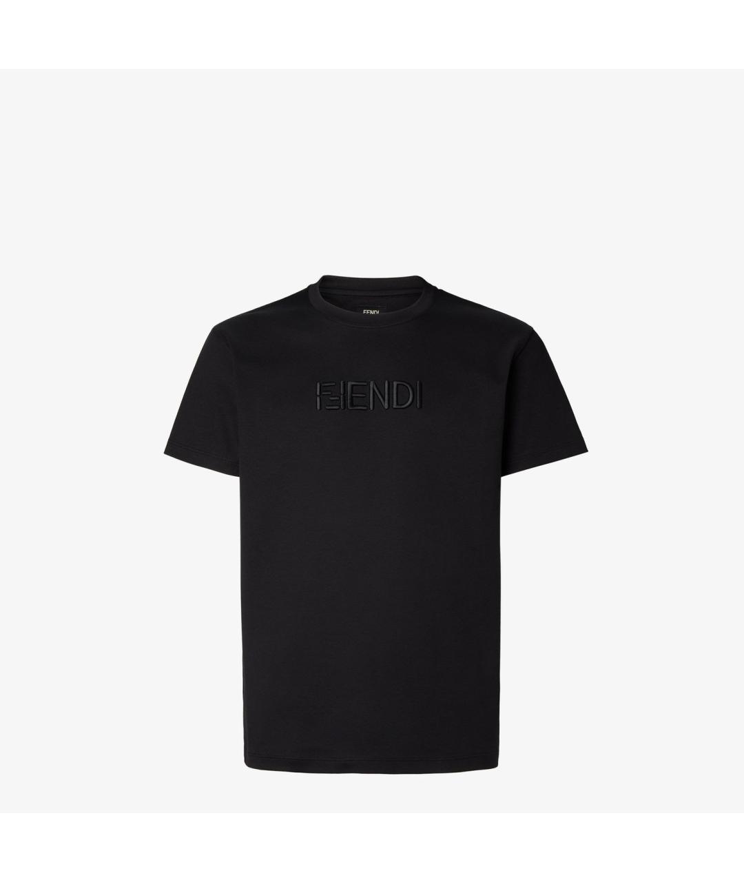 FENDI Черная хлопковая футболка, фото 4