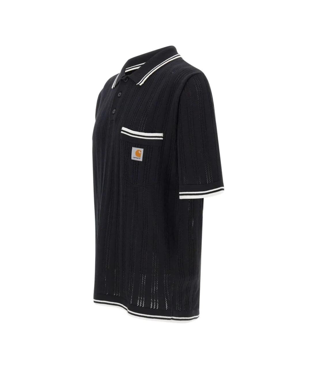CARHARTT WIP Черное хлопковое поло с коротким рукавом, фото 3