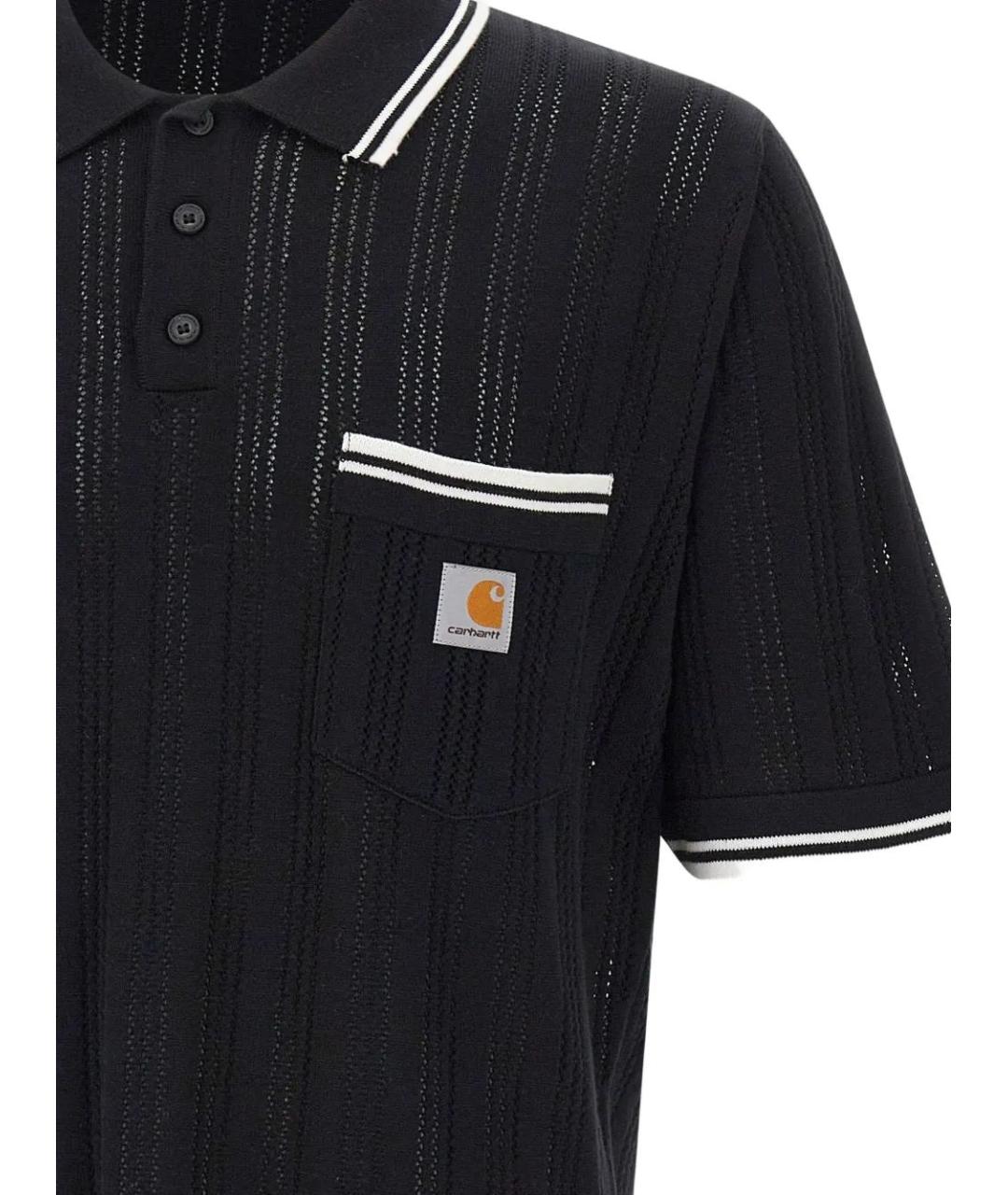 CARHARTT WIP Черное хлопковое поло с коротким рукавом, фото 4