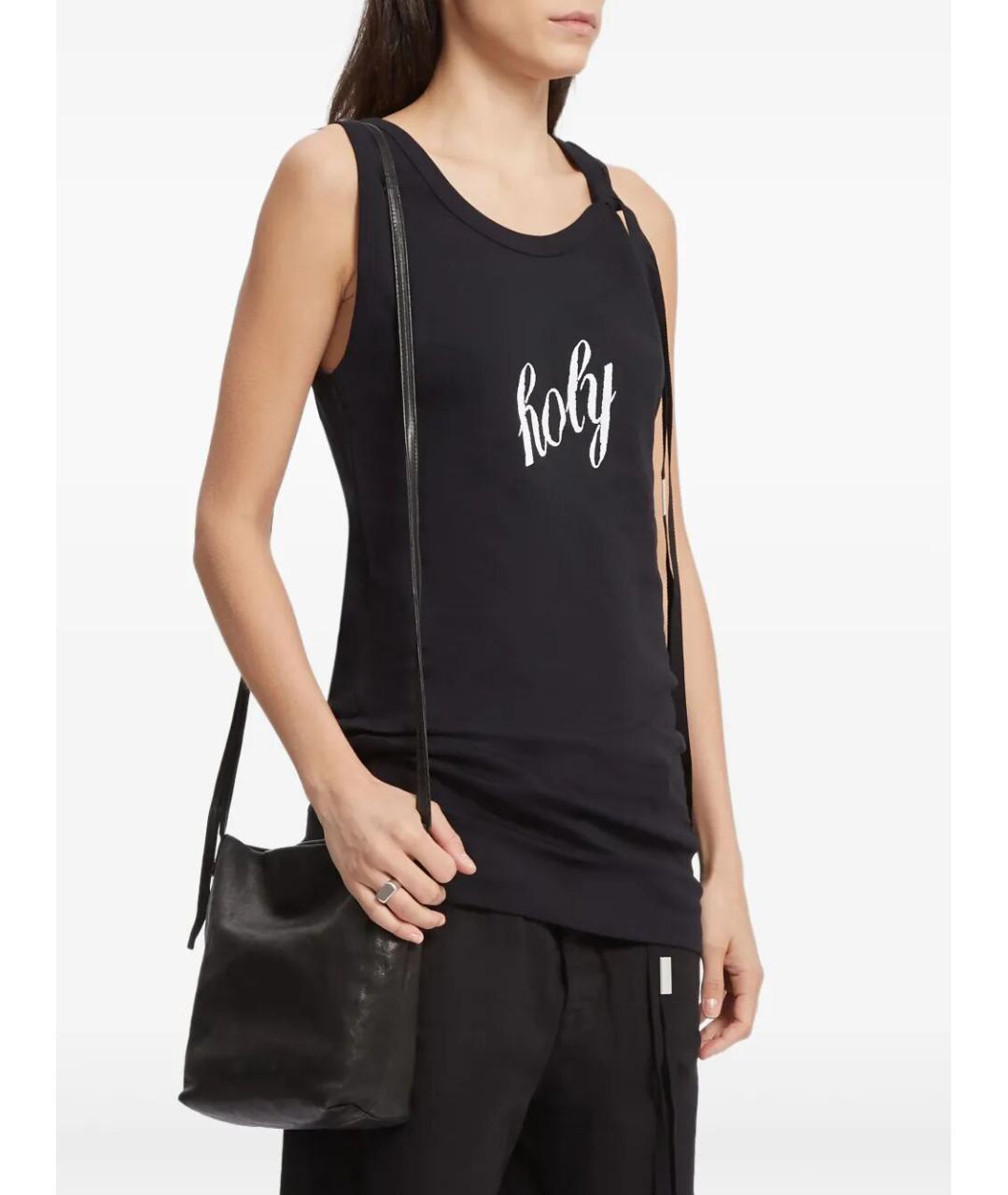 ANN DEMEULEMEESTER Черная кожаная сумка через плечо, фото 3