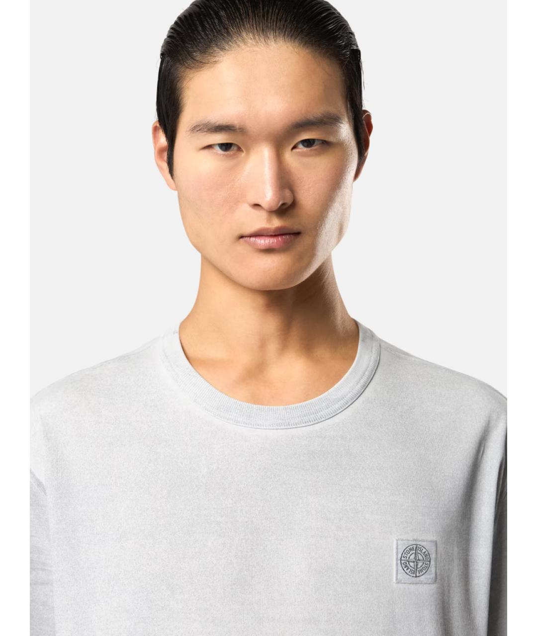 STONE ISLAND Голубая хлопковая футболка, фото 3