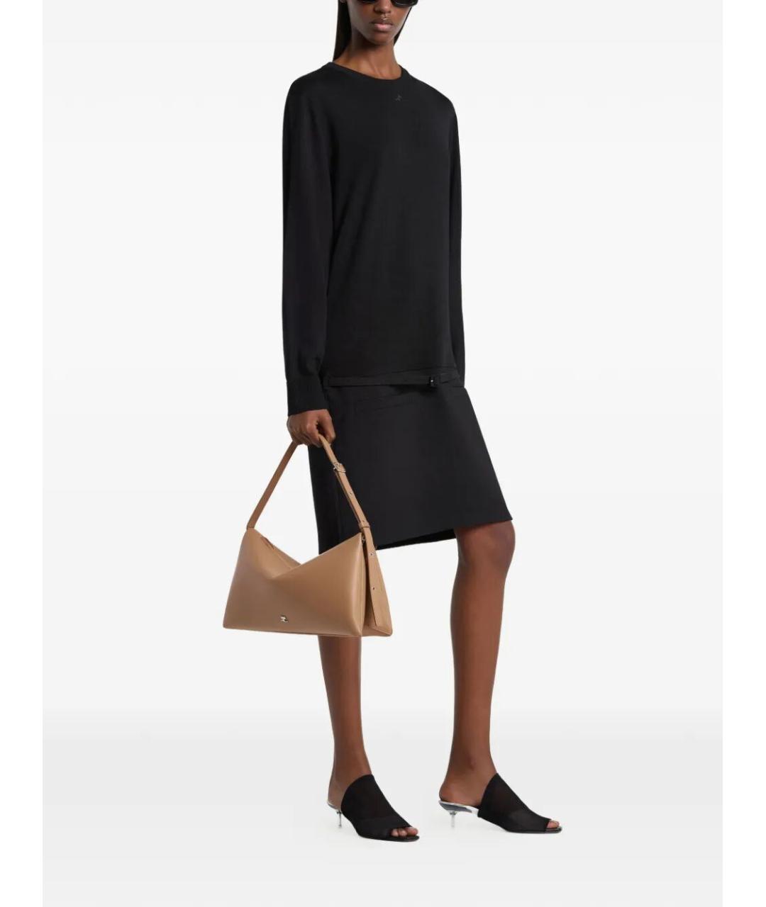 COURREGES Коричневая кожаная сумка с короткими ручками, фото 4