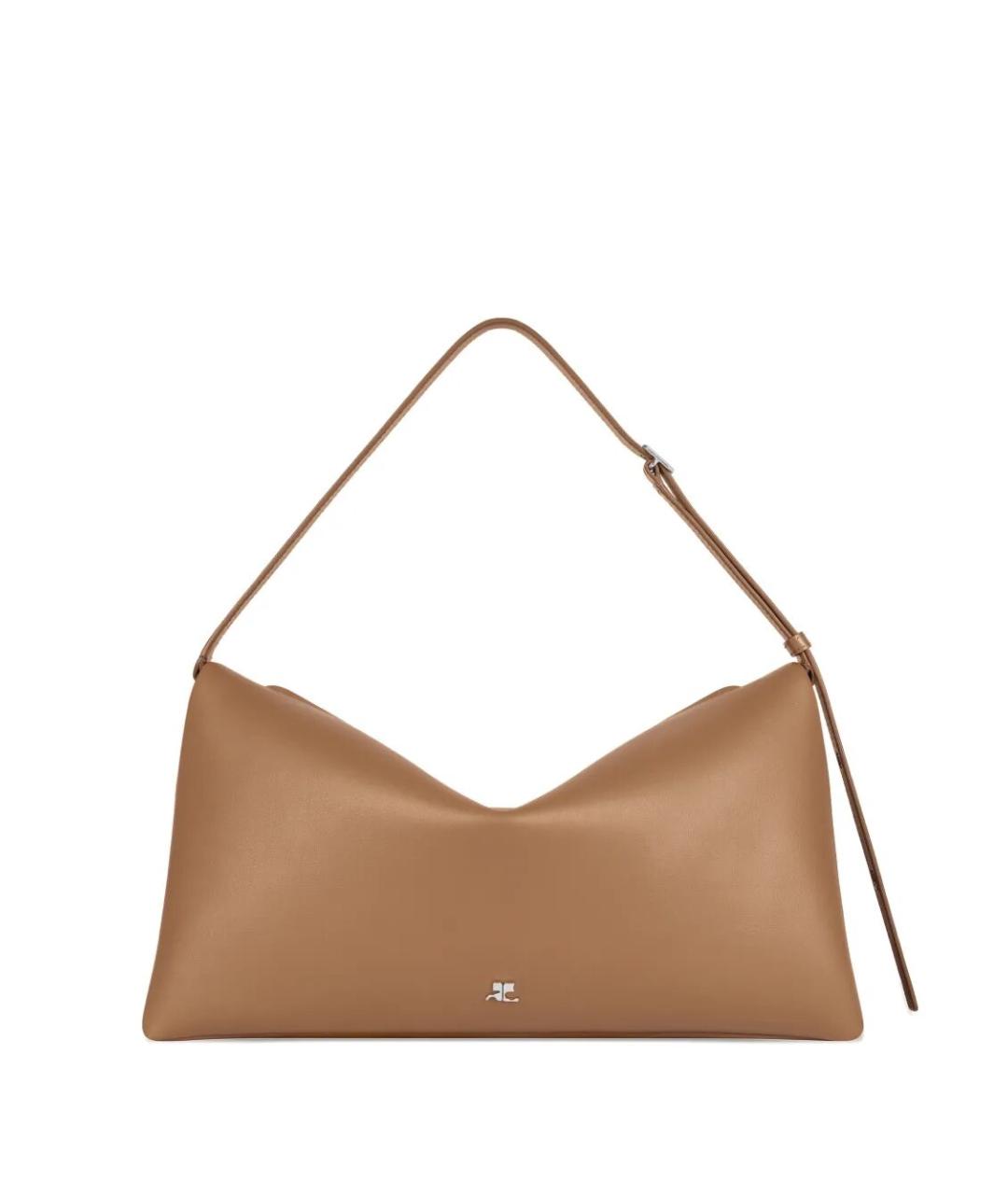 COURREGES Коричневая кожаная сумка с короткими ручками, фото 1