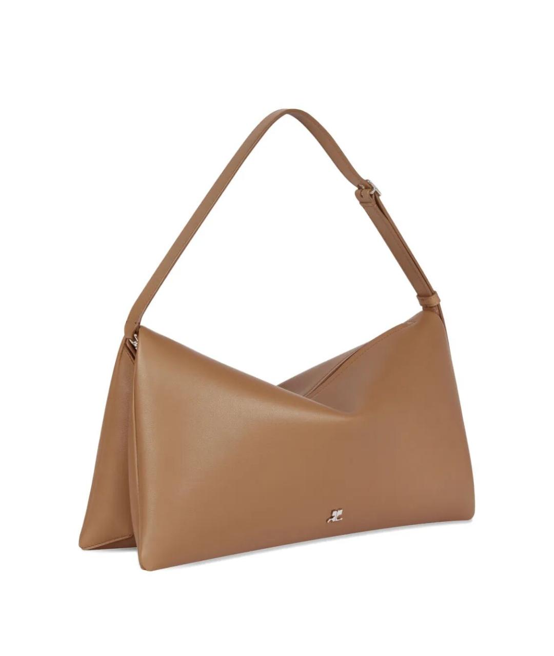 COURREGES Коричневая кожаная сумка с короткими ручками, фото 5