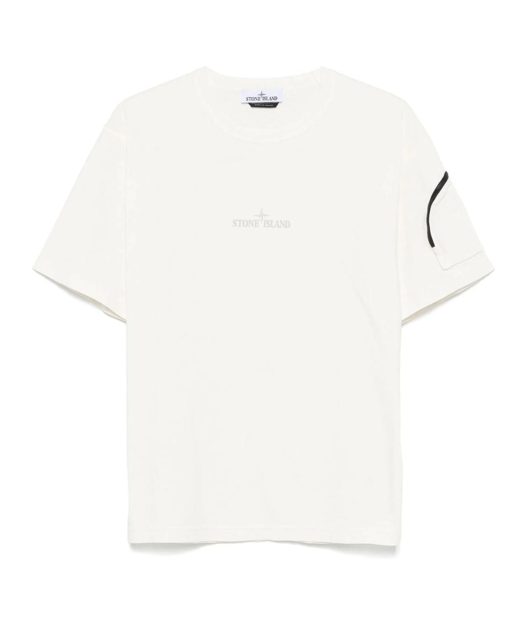 STONE ISLAND Белая хлопковая футболка, фото 1