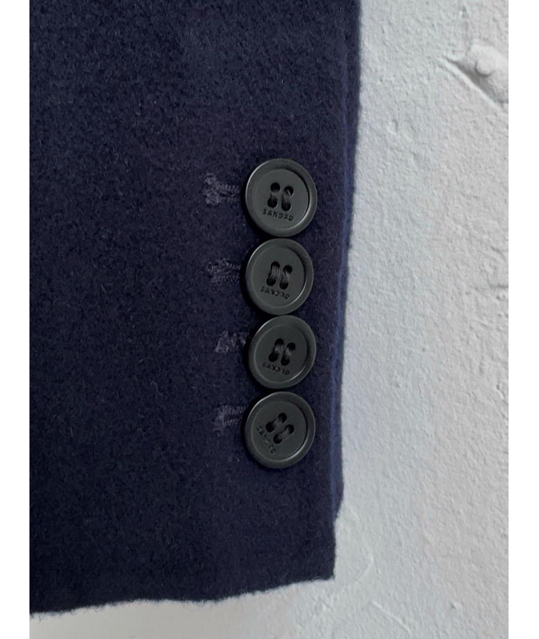 SANDRO Темно-синее шерстяное пальто, фото 6