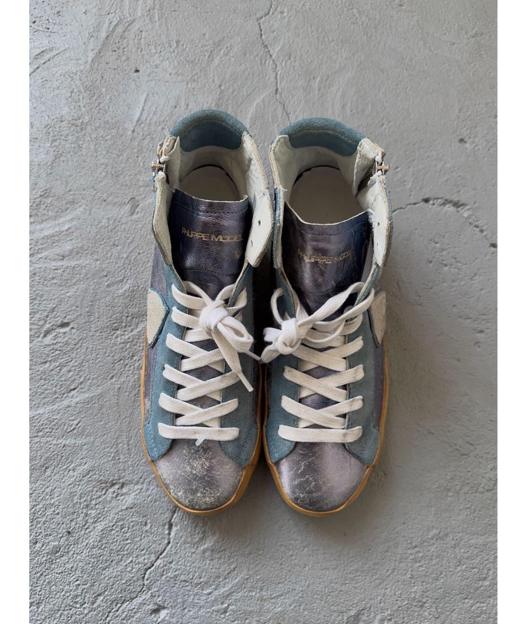 PHILIPPE MODEL Синие кожаные кеды, фото 7