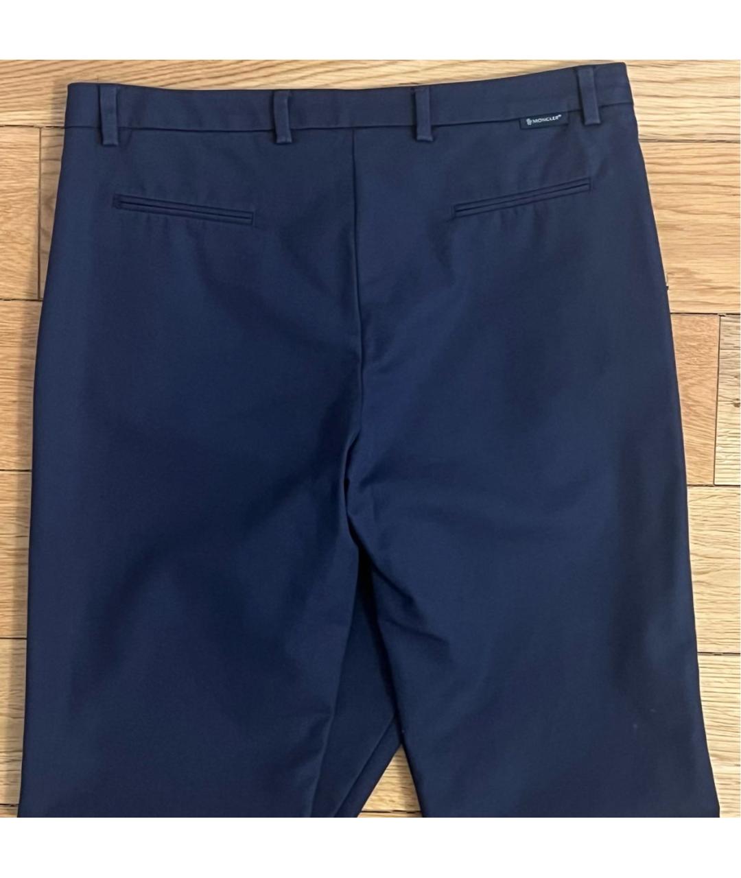 MONCLER Темно-синие хлопко-эластановые прямые брюки, фото 8