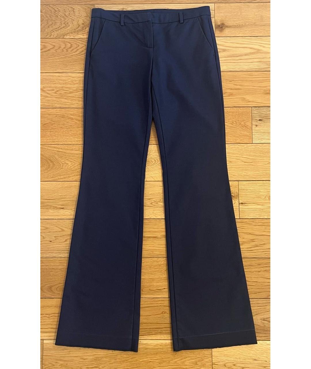 MONCLER Темно-синие хлопко-эластановые прямые брюки, фото 2