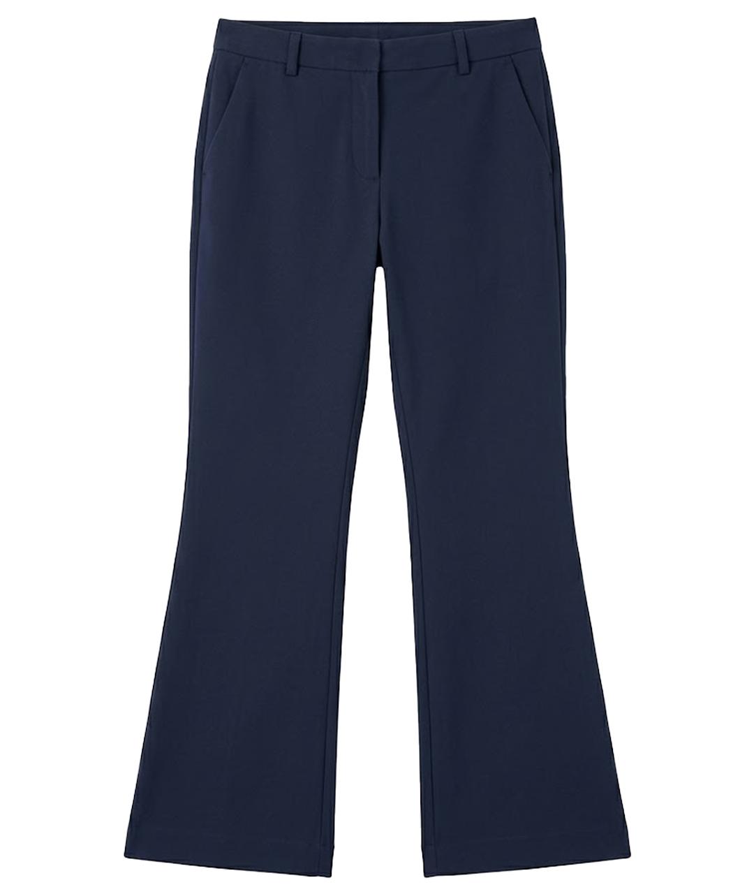 MONCLER Темно-синие хлопко-эластановые прямые брюки, фото 1