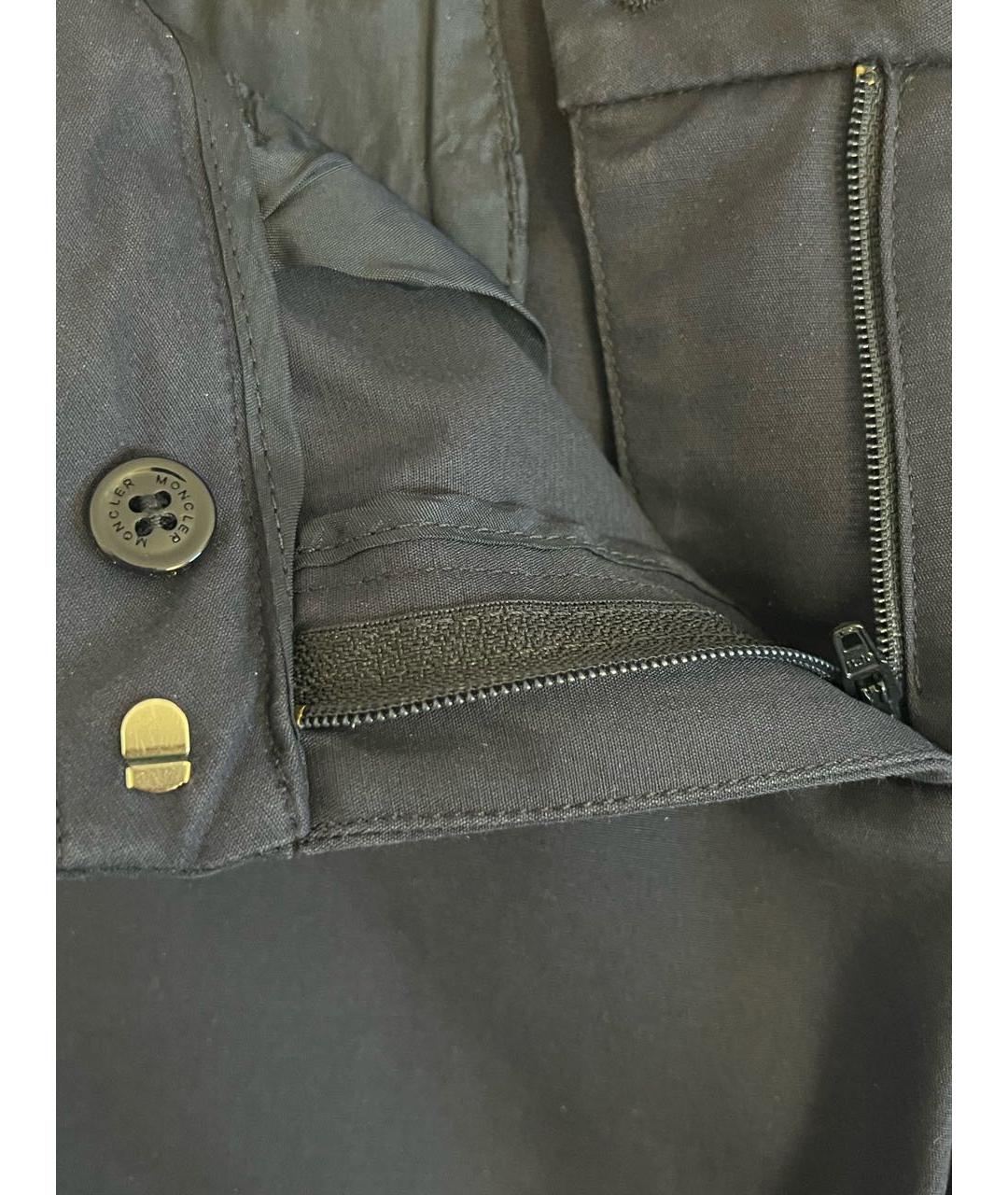 MONCLER Темно-синие хлопко-эластановые прямые брюки, фото 4