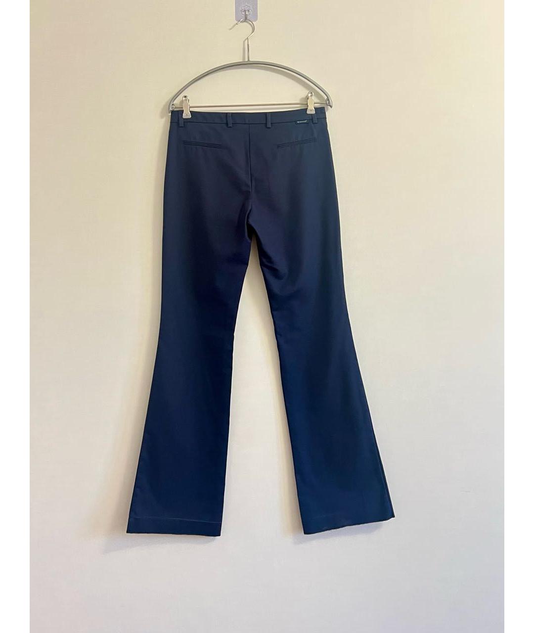 MONCLER Темно-синие хлопко-эластановые прямые брюки, фото 3