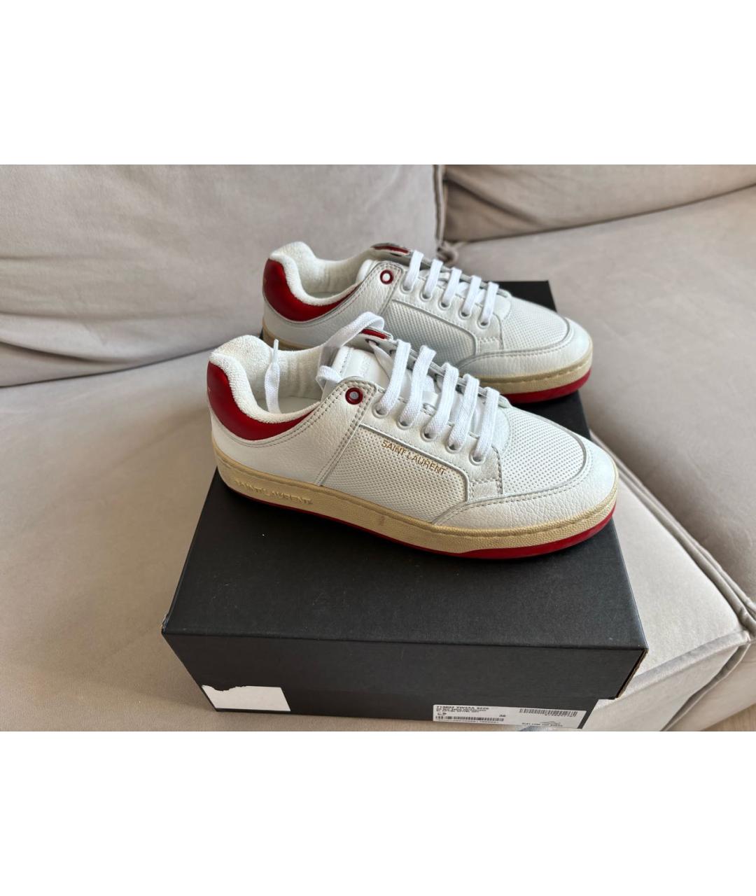 SAINT LAURENT Белые кожаные кеды, фото 9