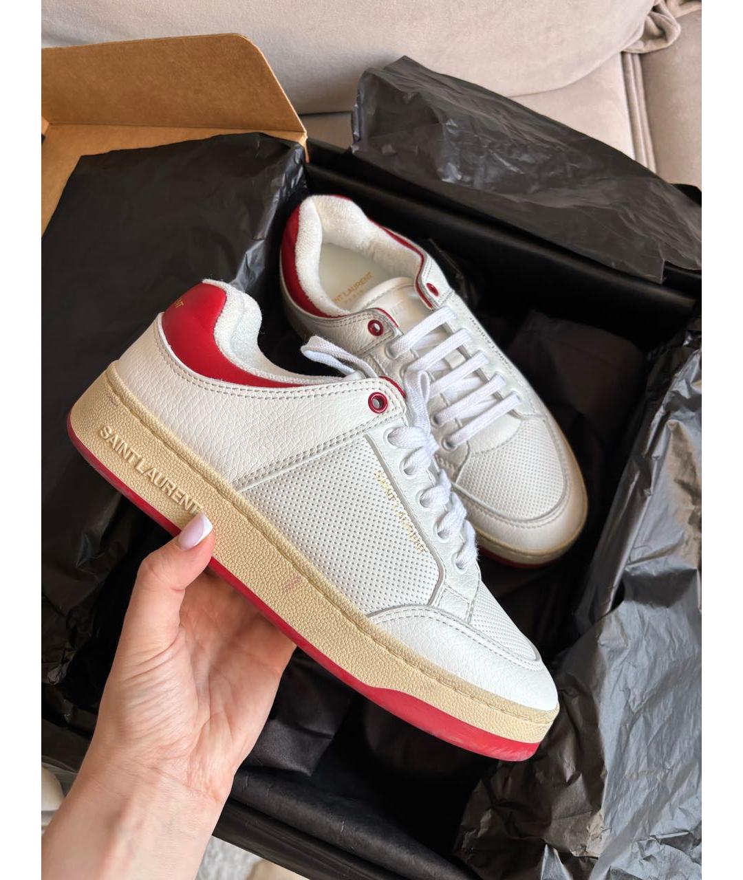 SAINT LAURENT Белые кожаные кеды, фото 8