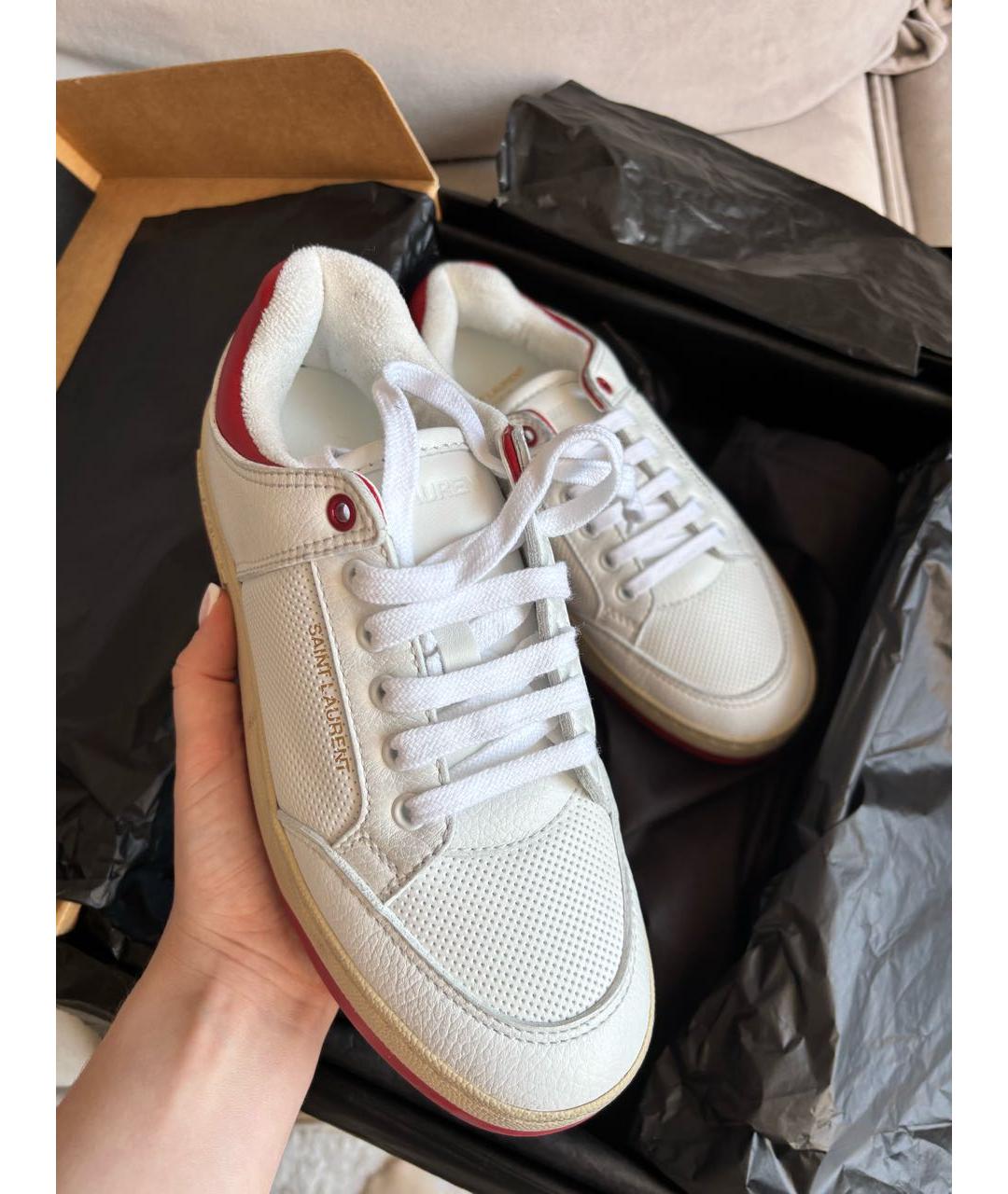 SAINT LAURENT Белые кожаные кеды, фото 7