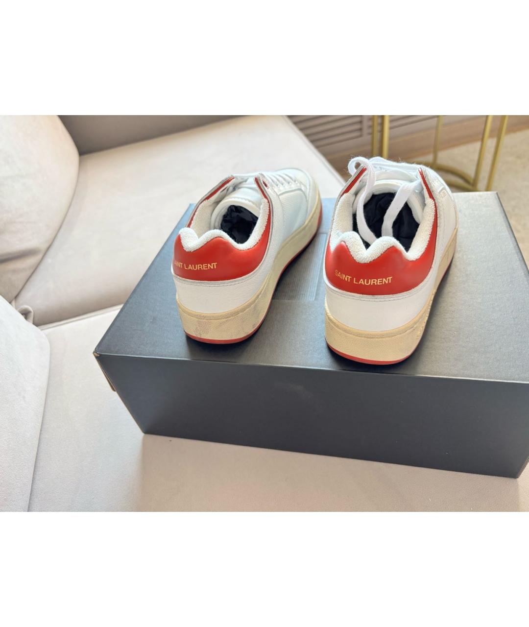 SAINT LAURENT Белые кожаные кеды, фото 4