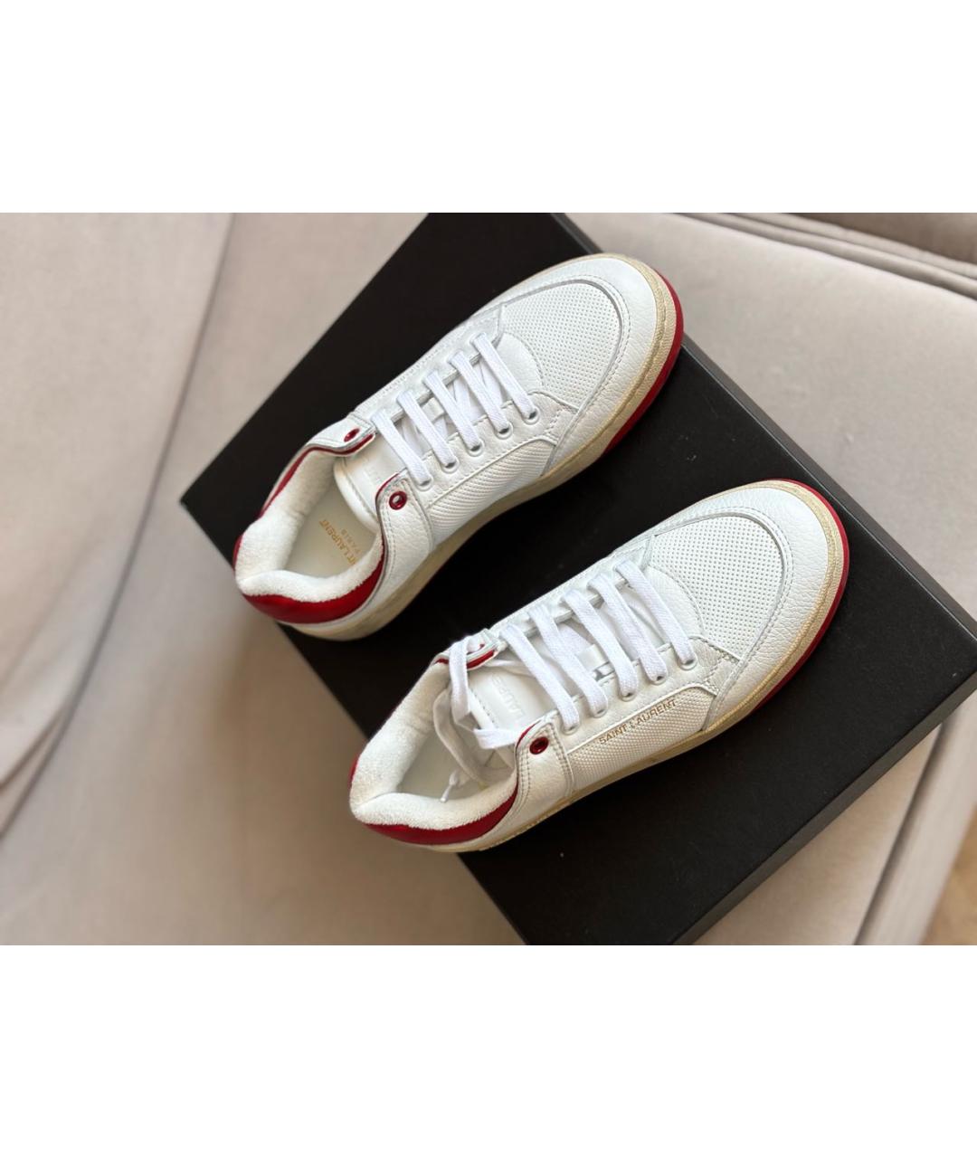 SAINT LAURENT Белые кожаные кеды, фото 2