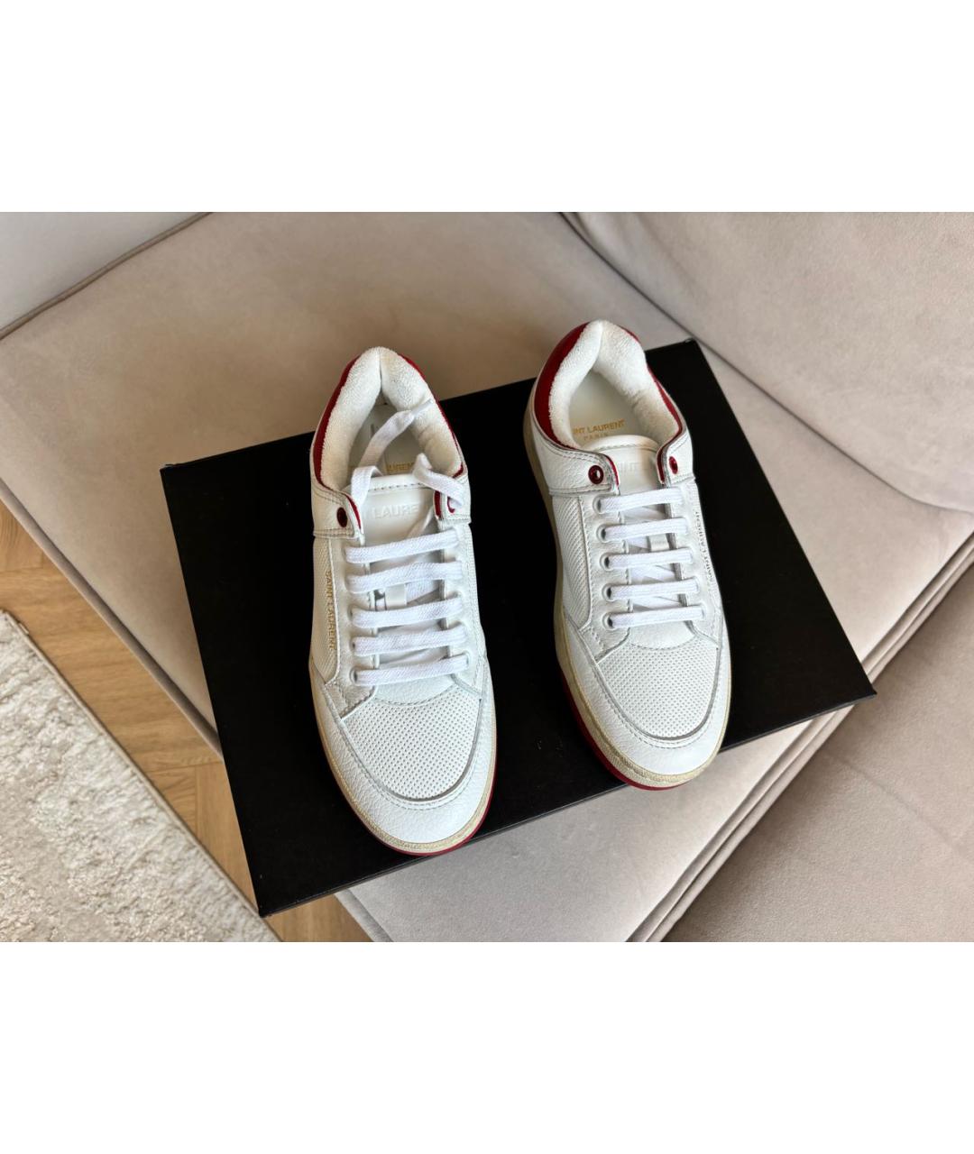 SAINT LAURENT Белые кожаные кеды, фото 3