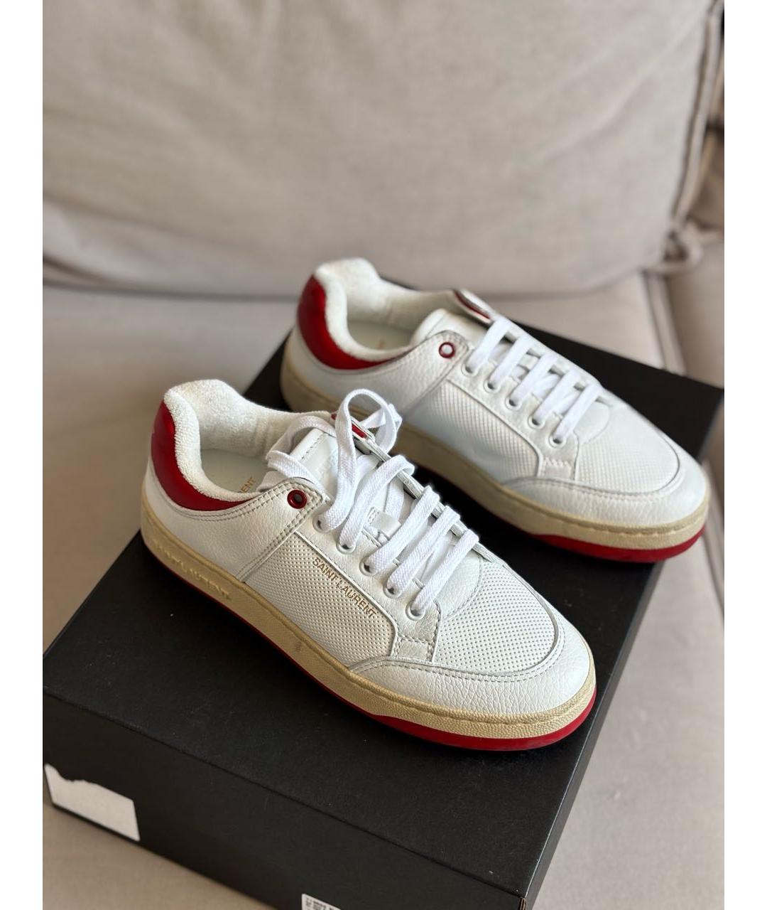 SAINT LAURENT Белые кожаные кеды, фото 5