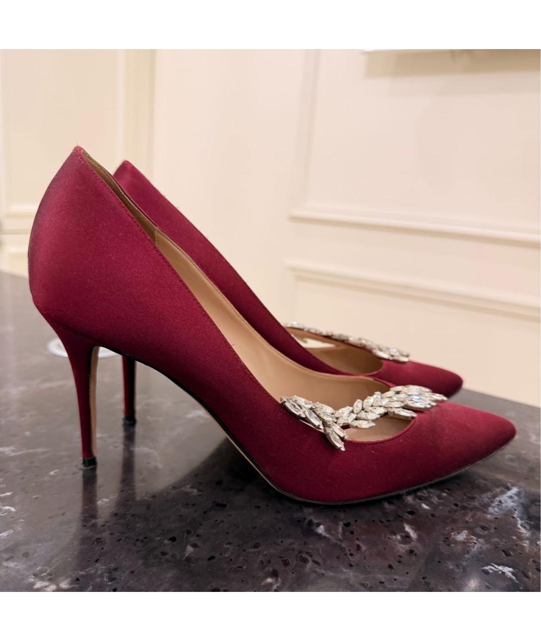 MANOLO BLAHNIK Бордовые текстильные туфли, фото 6