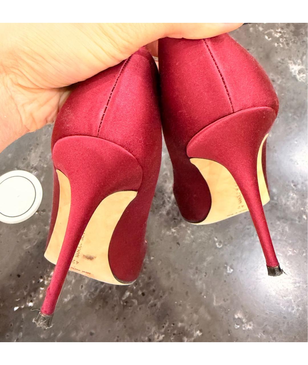 MANOLO BLAHNIK Бордовые текстильные туфли, фото 4