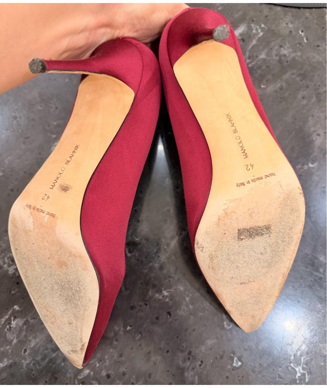 MANOLO BLAHNIK Бордовые текстильные туфли, фото 5