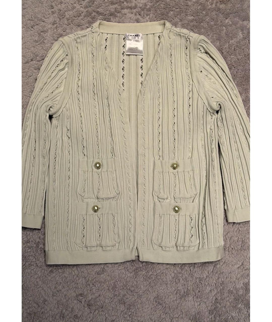 CHANEL Бирюзовый хлопковый кардиган, фото 8