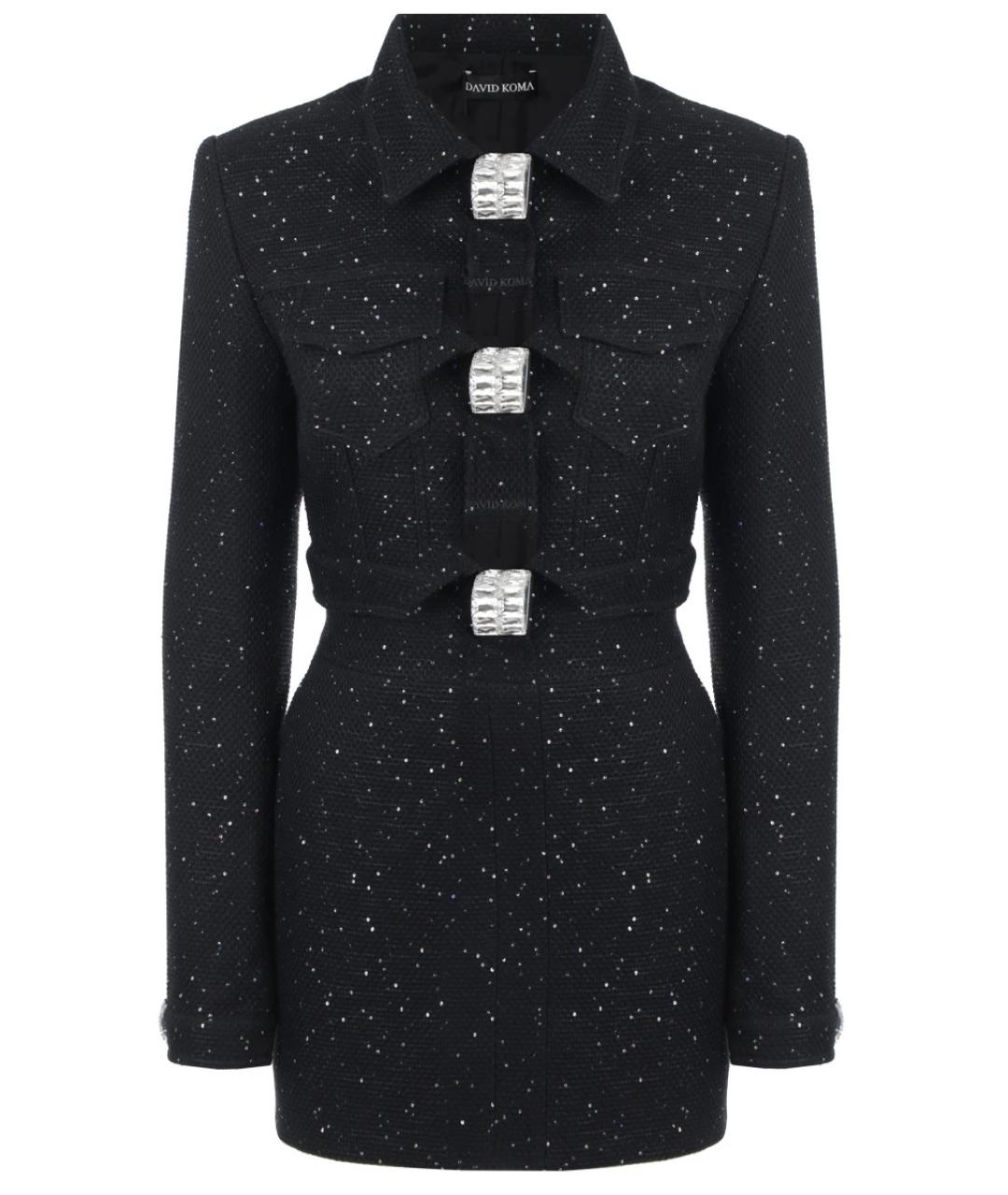 DAVID KOMA Черный вискозный костюм с юбками, фото 7