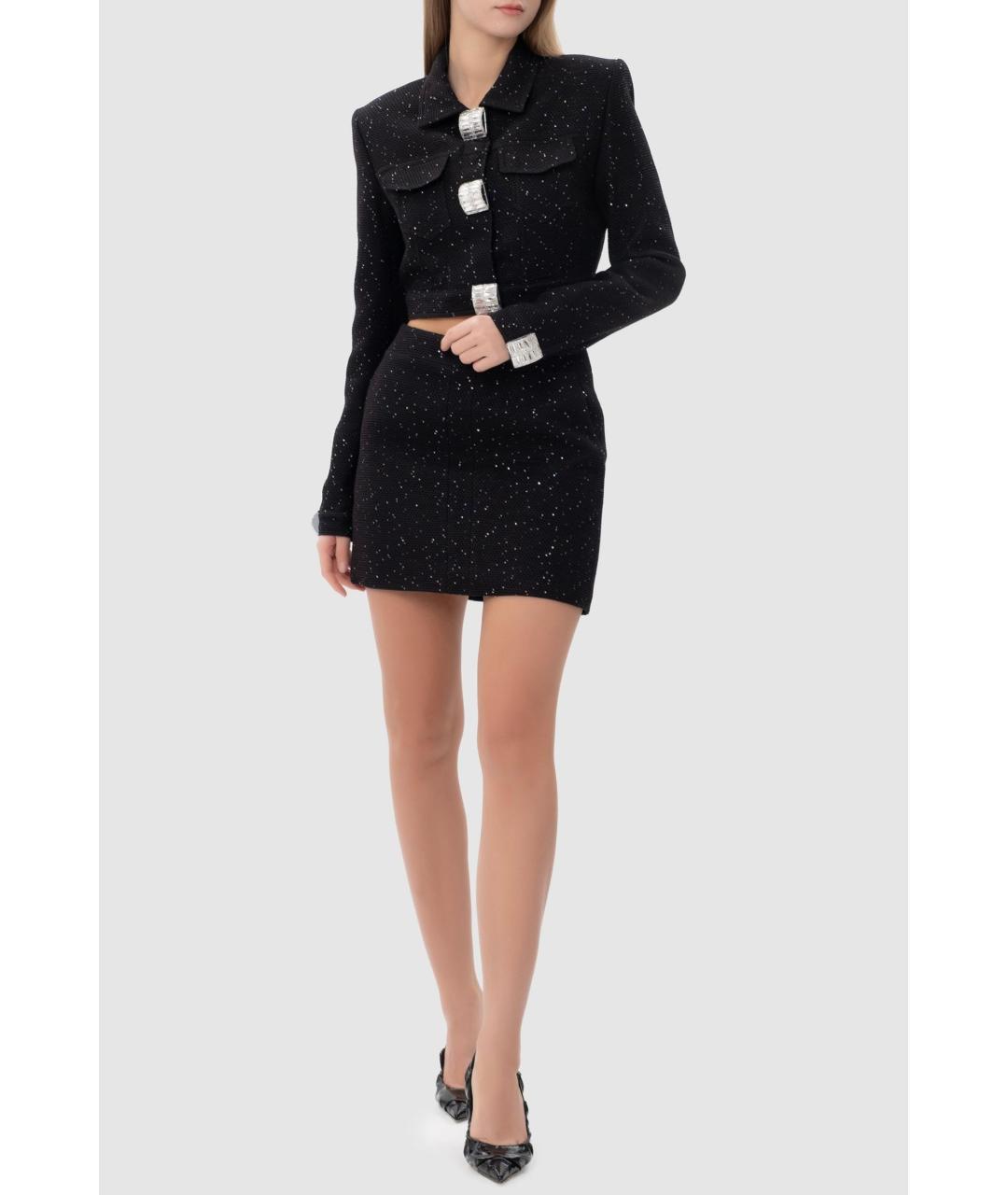 DAVID KOMA Черный вискозный костюм с юбками, фото 3