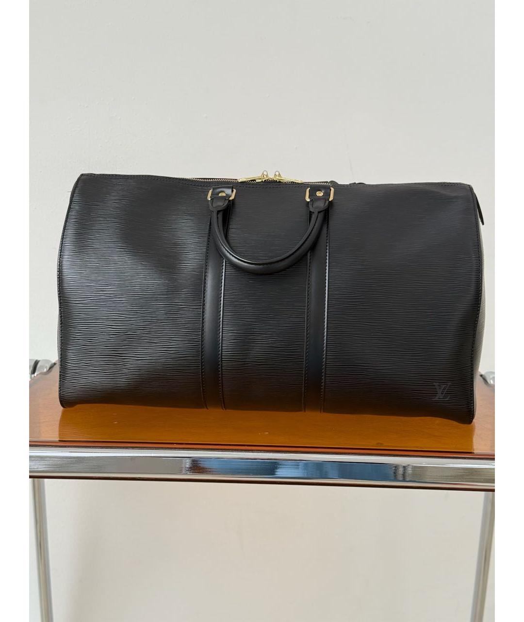 LOUIS VUITTON Черная кожаная дорожная/спортивная сумка, фото 9