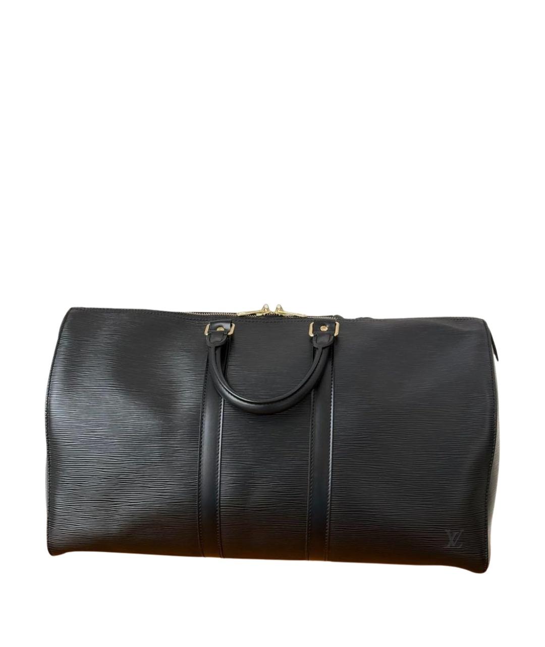 LOUIS VUITTON Черная кожаная дорожная/спортивная сумка, фото 1